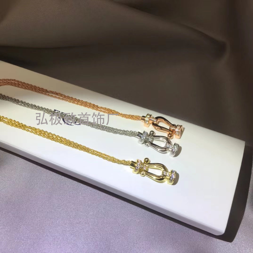 fred费雷德手链镀18kforce10玫瑰彩金马蹄8字扣头满钻男女手绳