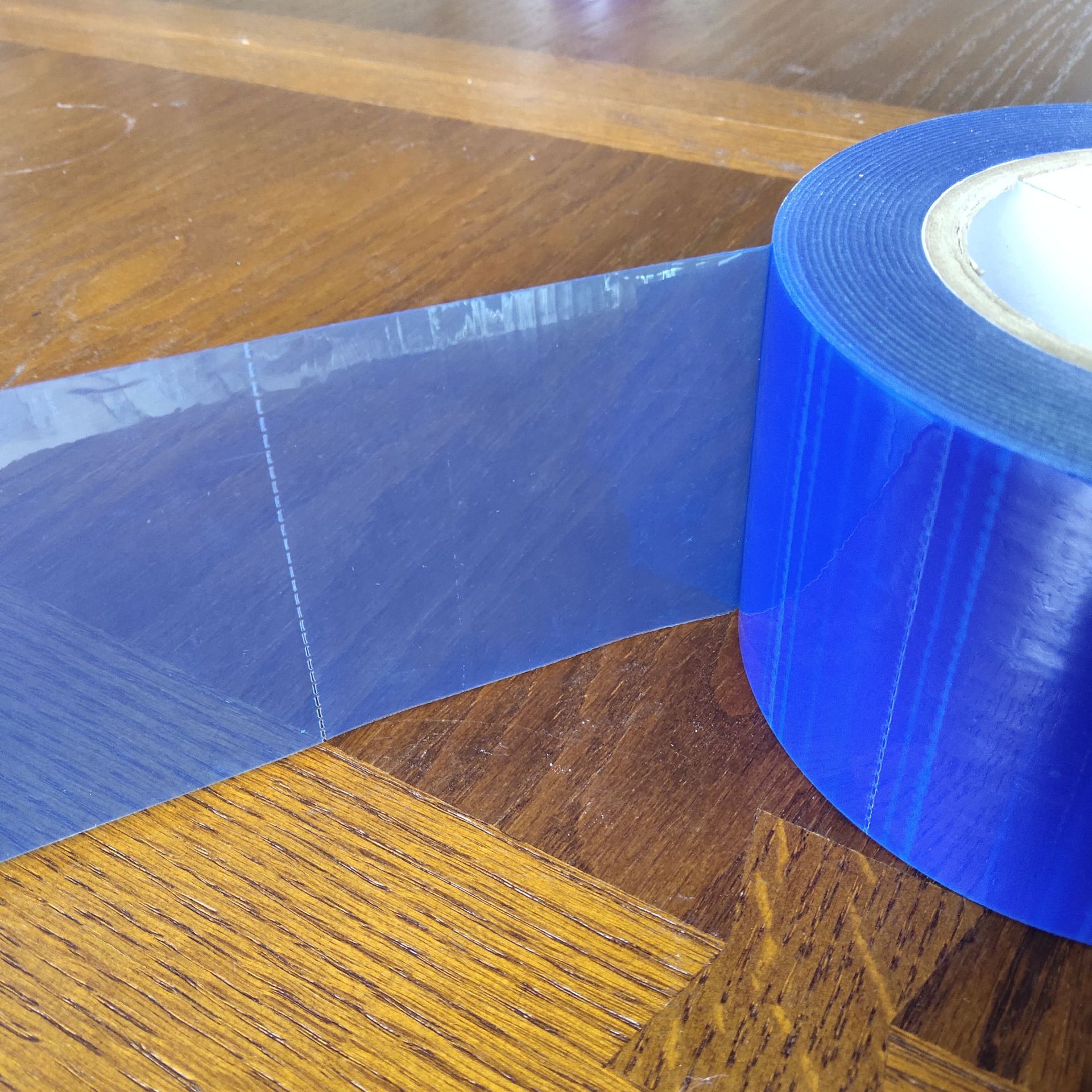 贴玻璃角用点断式蓝色膜现货7c高粘在150mm处点断免刀pe保护蓝膜