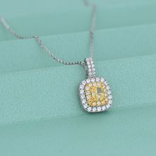 金萌珠宝 S925纯银贵气5*6方形镶钻超闪烁璀璨仿真钻女项链
