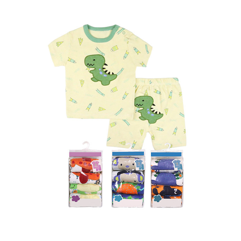 Short-Sleeved Suit Printed T-shirt Shorts Two-Piece Suit Spring and Summer Baby Jumpsuit Factory Wholesale Newborn Short Sleeve T-shirt