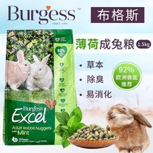 英国Burgess布格斯薄荷成兔粮宠物兔粮提摩西草成兔饲料主粮1.5kg