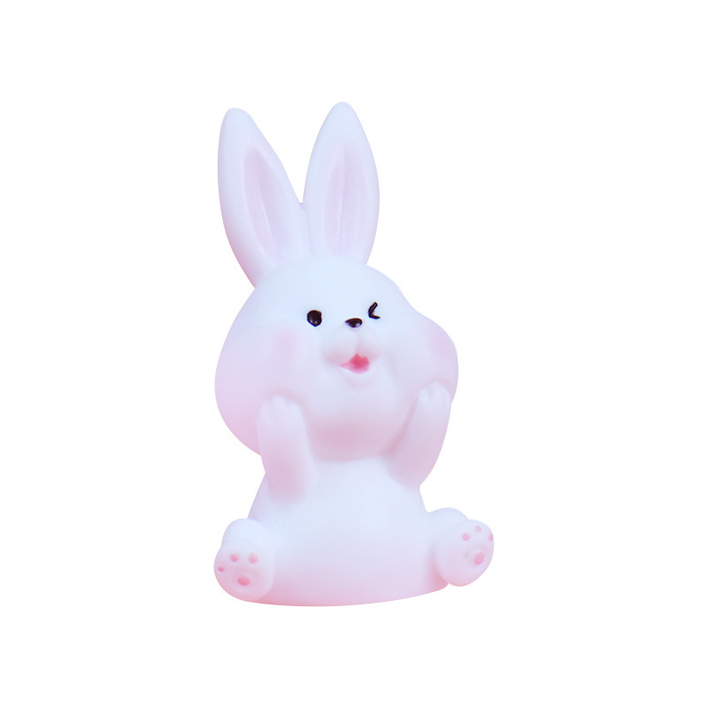 New Year Gift Auspicious Welcome Spring Adorable Rabbit Small Ornaments Creative Home Desktop Decoration Synthetic Resin Crafts Wholesale