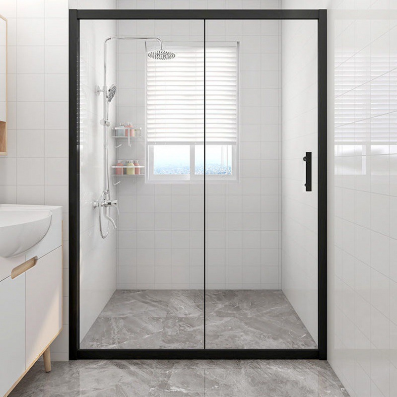 卫生间隔断一字型淋浴房玻璃移门浴室玻璃门干湿分离隔断门速卖通