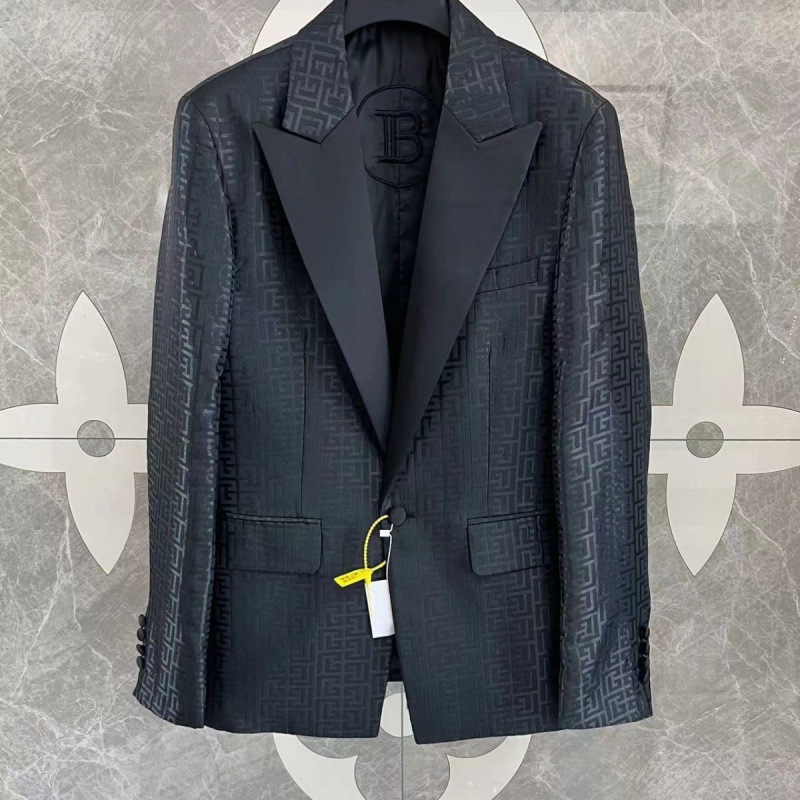 23balm巴尔曼秋冬迷宫高定系列新款 单扣礼服领暗纹提花西服外套
