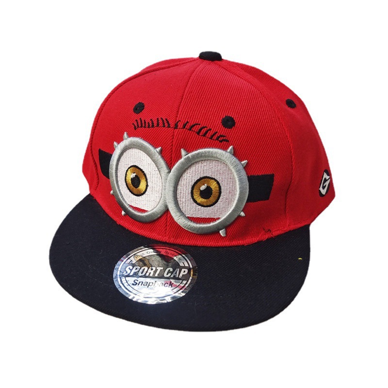 Korean Style Children's Flat Brim Hat Cartoon Embroidered Cute Eyes Hip Hop Hat Kids Baseball Cap Outdoor Peaked Cap