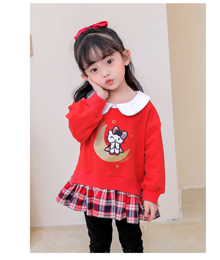 女童卫衣春秋薄款 儿童女春装外套洋气 小女孩娃娃领新款纯棉上衣