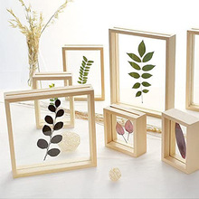 木质双面玻璃标本相框画框木质立体相框摆台玻璃植物标本框架