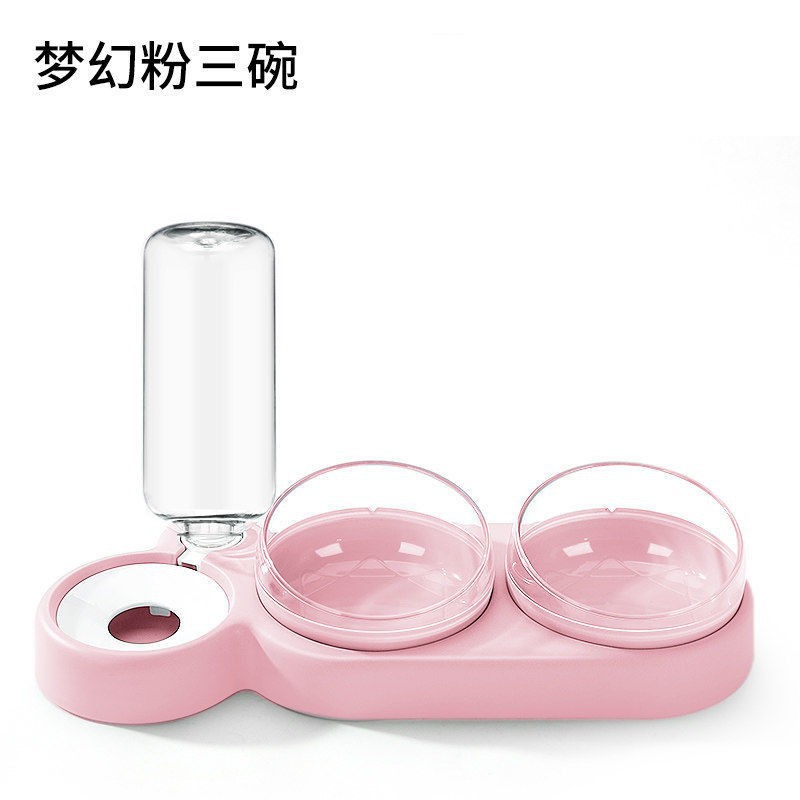 Dog Basin Cat Bowl Pet Feeder Anti-Tumble Snail Three Bowl Automatic Water Dispenser Large Diameter Cat Basin Factory