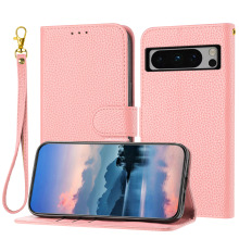 适用谷歌9Pro手机皮套 Moto G84纯色荔枝纹插卡钱包手绳保护套8A