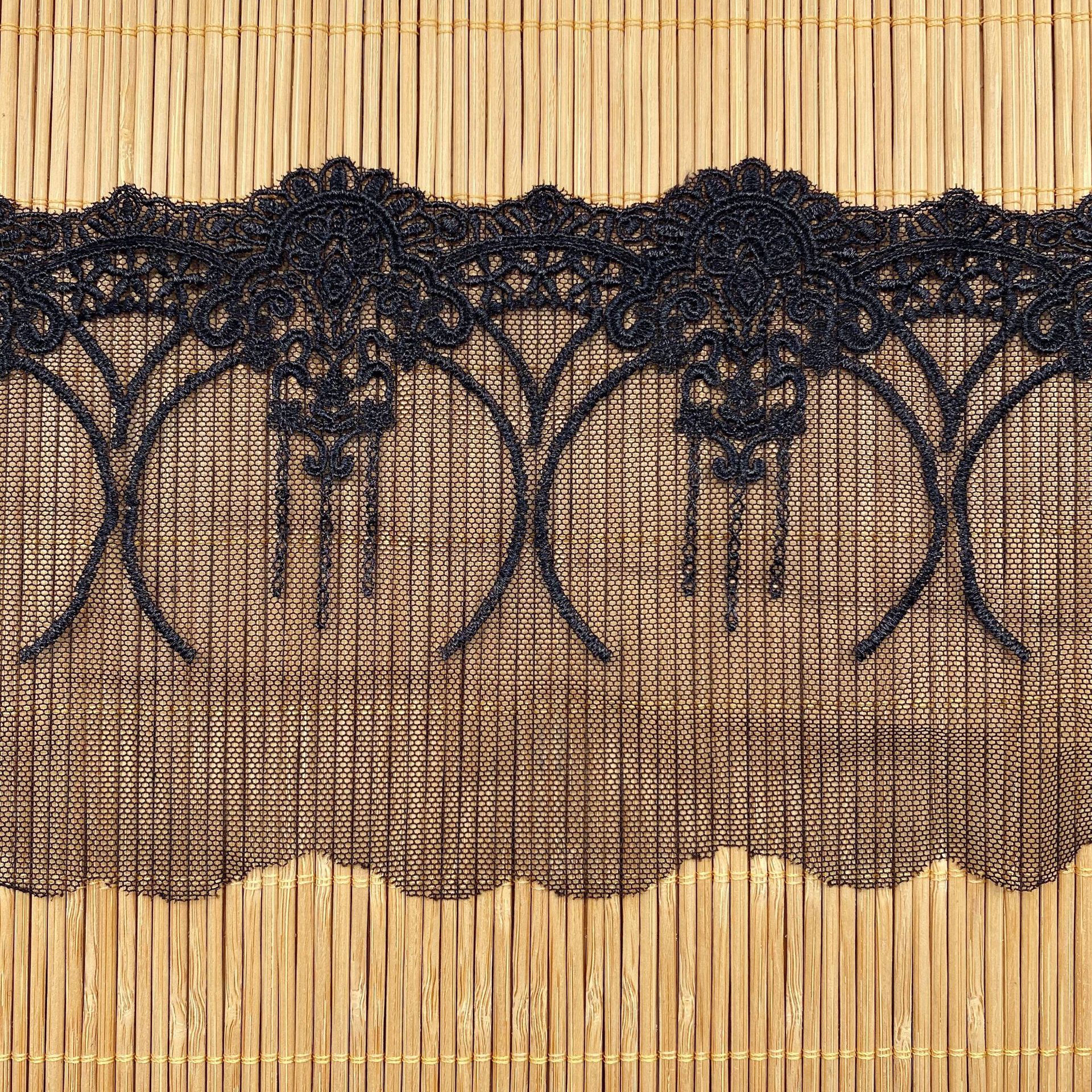 网纱刺绣花边 蕾丝宽度8cm黑白条码洛丽塔配饰服装辅料 水溶花边