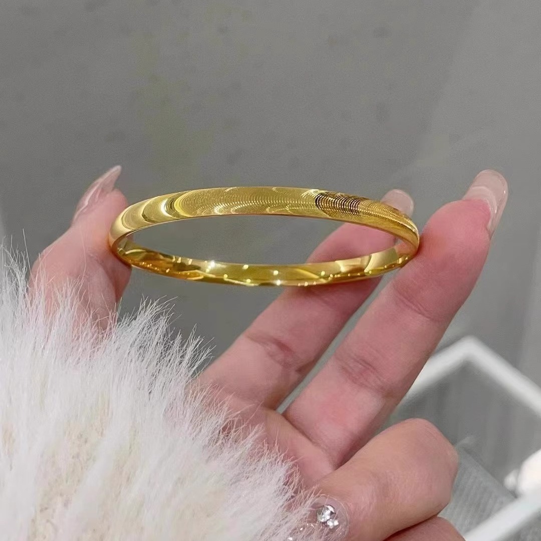 水贝黄金猫眼手镯女 999足金5d硬金年轻款纯金镯子手饰礼物送女友