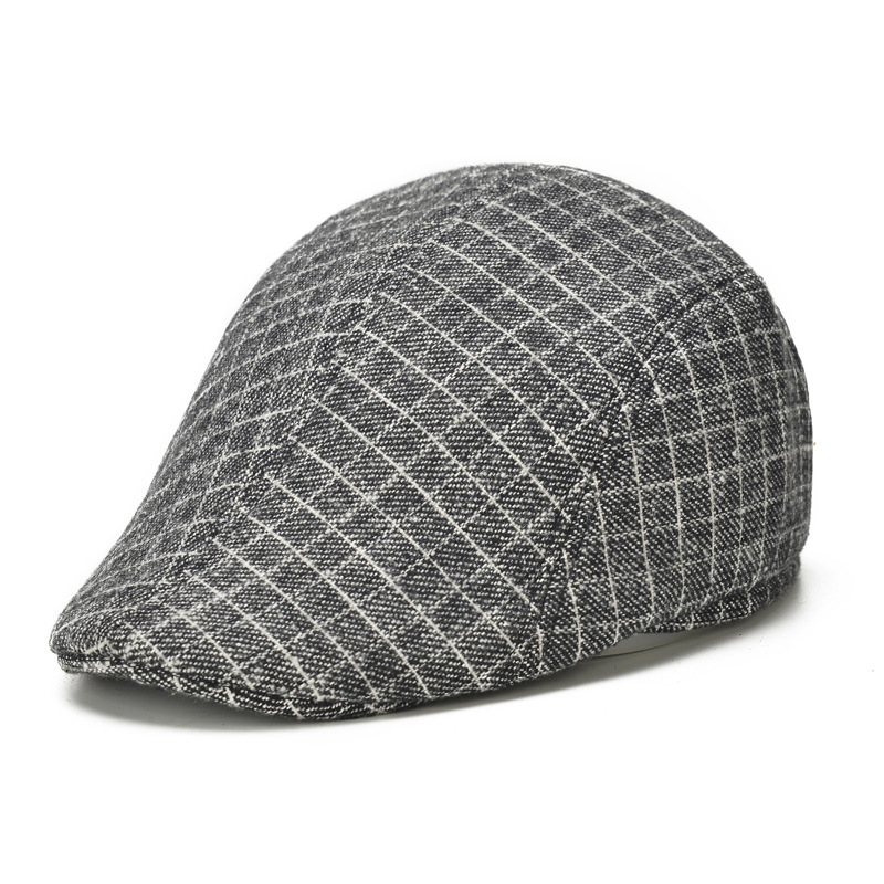 Factory Direct Sales Autumn and Winter New Woolen Plaid Middle-Aged and Elderly Men and Women Advance Hats Peaked Cap Hats for the Elderly