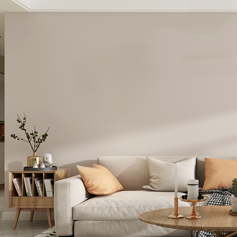 奶茶色卧室咖色暖色系壁布