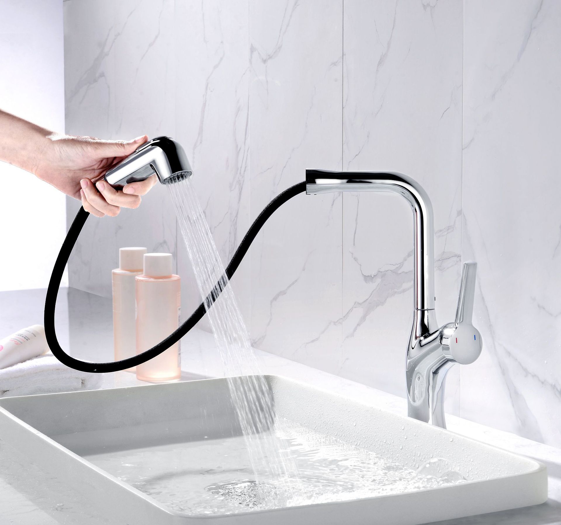 跨境货源黄铜厨房抽拉水龙头家用洗菜盆上冷热厨房水槽水龙头