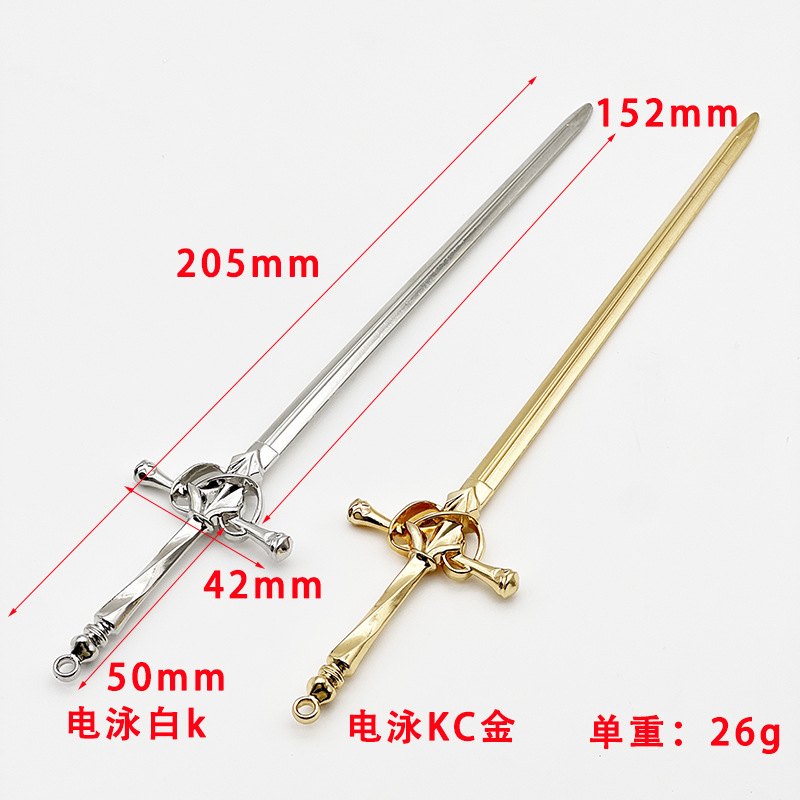 Yingmin Accessory New Chinese Style Alloy Sword Hairpin DIY Ancient Style Han Chinese Clothing Headdress Updo Hairpin Electrophoresis Electroplating Pendant Sword