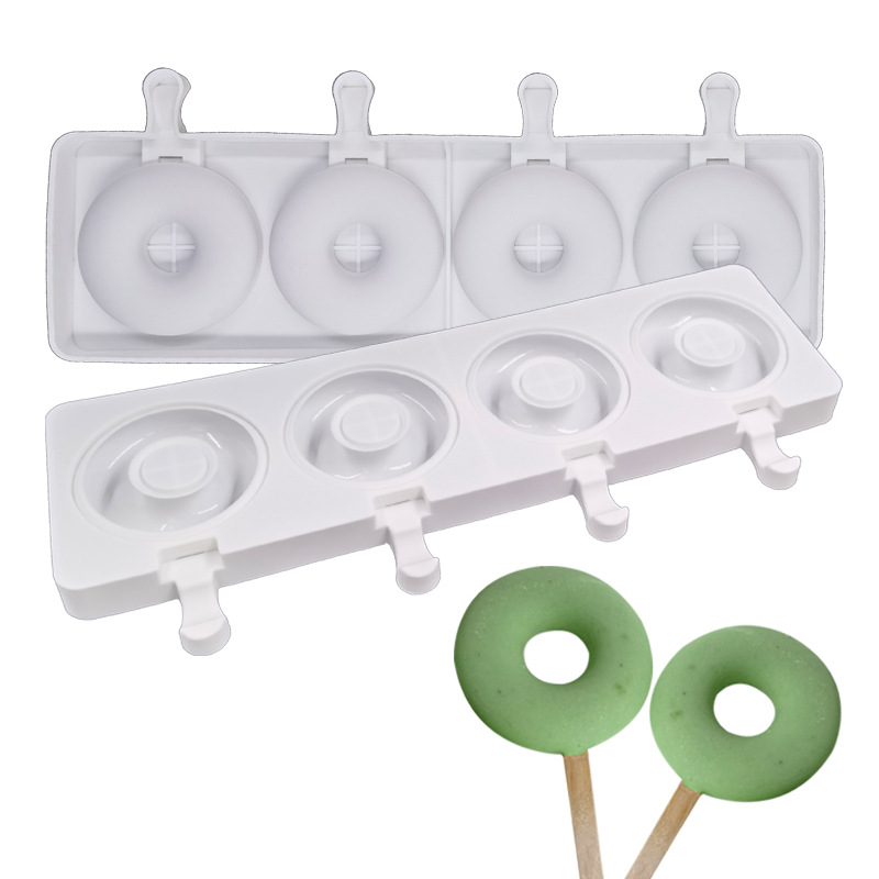 Cross-Border Special French 4-Piece Doughnut Ice Cream Cake Mold Diy French Pastry Baking Popsicle Ice Cube Mold