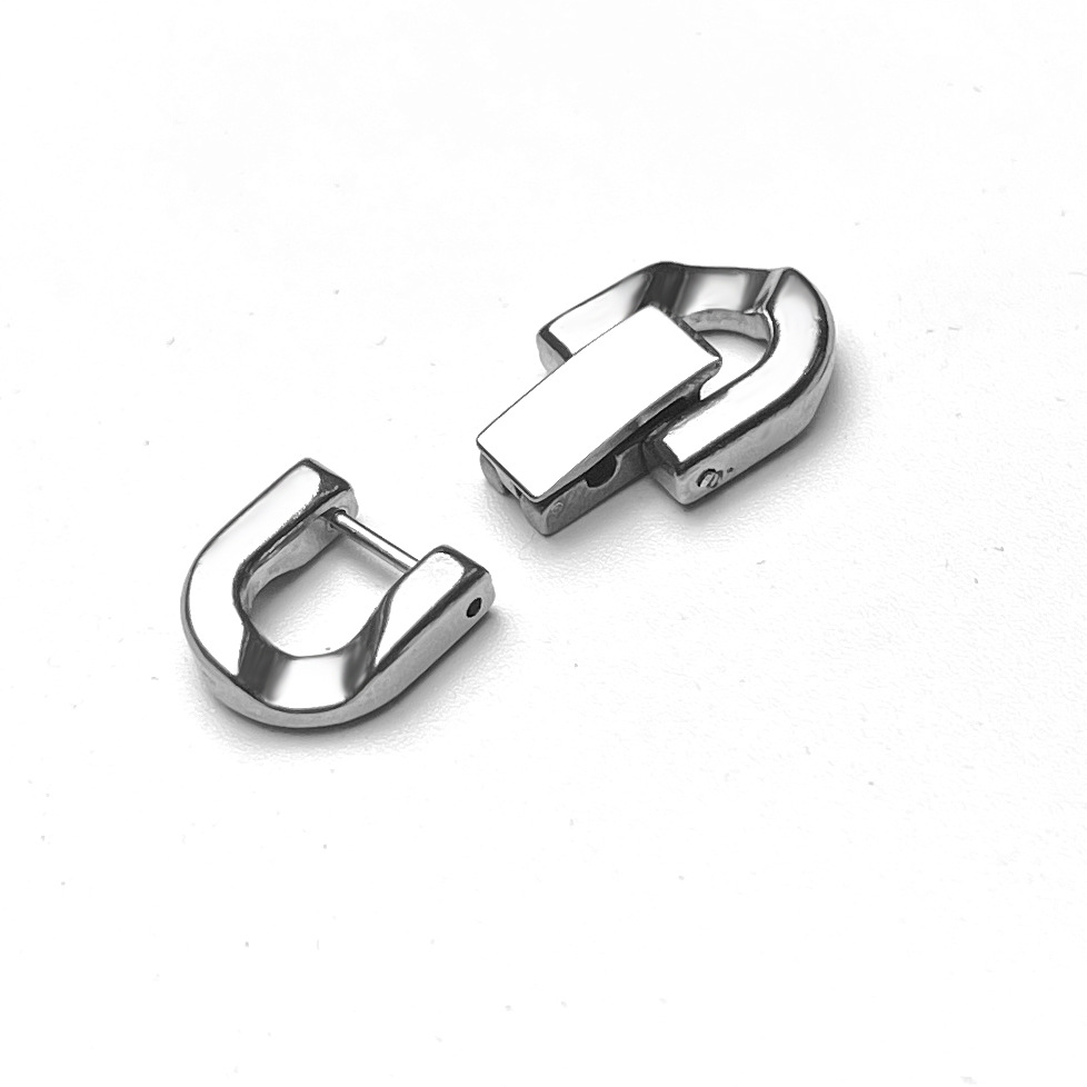 厂家直供不锈钢饰品扣 古巴链扣子手工夹扣u型珠宝扣6mm8mm10mm扣