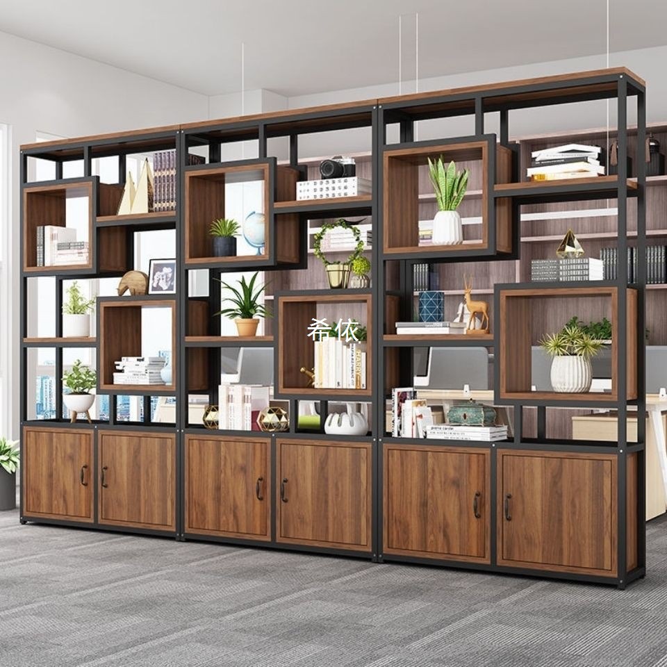 x薏1铁艺隔断展示柜办公室置物架客厅装饰储物柜书架玄关柜置