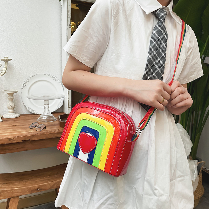 Foreign Trade New Summer Cool Creative Rainbow Love Color Matching Messenger Bag Fashion Small Fresh Trend Versatile Women's Bag