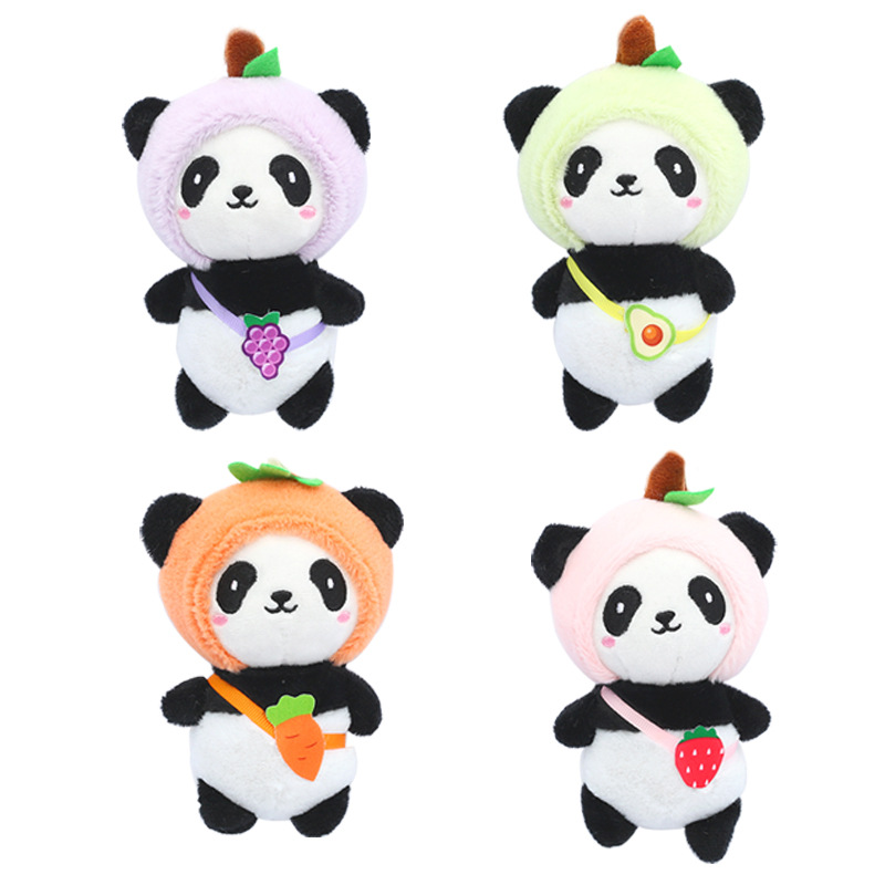 Online Celebrity Fruit Panda Plush Toy Keychain Pendant Girl Cute Doll Schoolbag Pendant Small Gift Wholesale