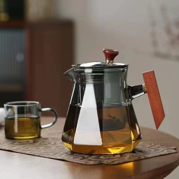 侧把高硼硅玻璃泡茶壶 家用茶水分离一体式沏茶壶 耐热茶器套装