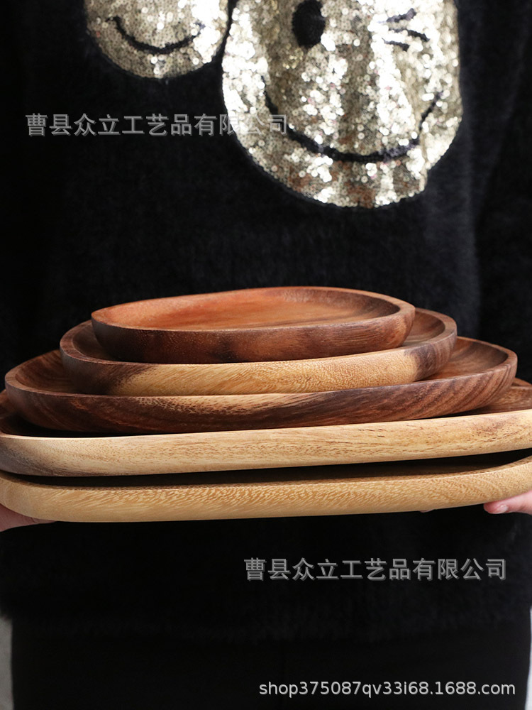 Japanese-Style Wooden Tray Hotel Fruit Tea Cup Plate Rectangular Creative Small Plate Wooden Tray Production Special-Shaped Wood Pallet