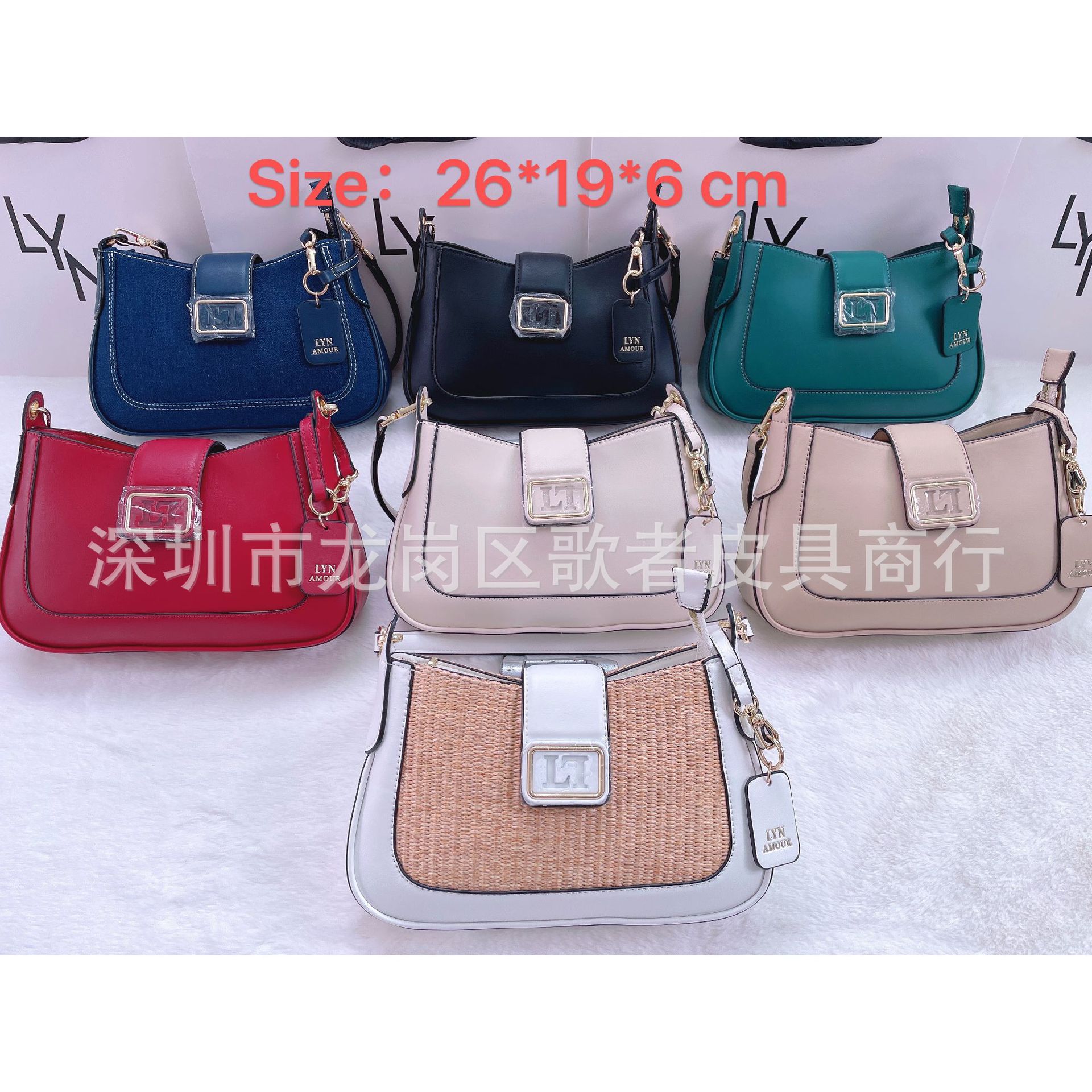 lyn女包2024新款搭扣拼接法棍包单肩包-阿里巴巴