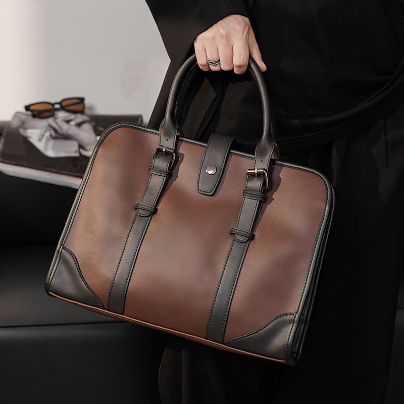 Crazy Horse Leather New Men's Handbag Business Bag Fashion Shoulder Bag Men's Large Capacity Computer Briefcase