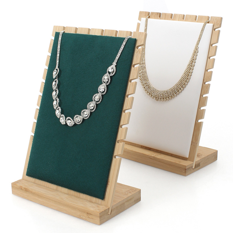 High-Grade Bamboo Jewelry Rack Display Stand Solid Wood Necklace Stand Bracelet Jewelry Jade Pendant Exhibition Board Props