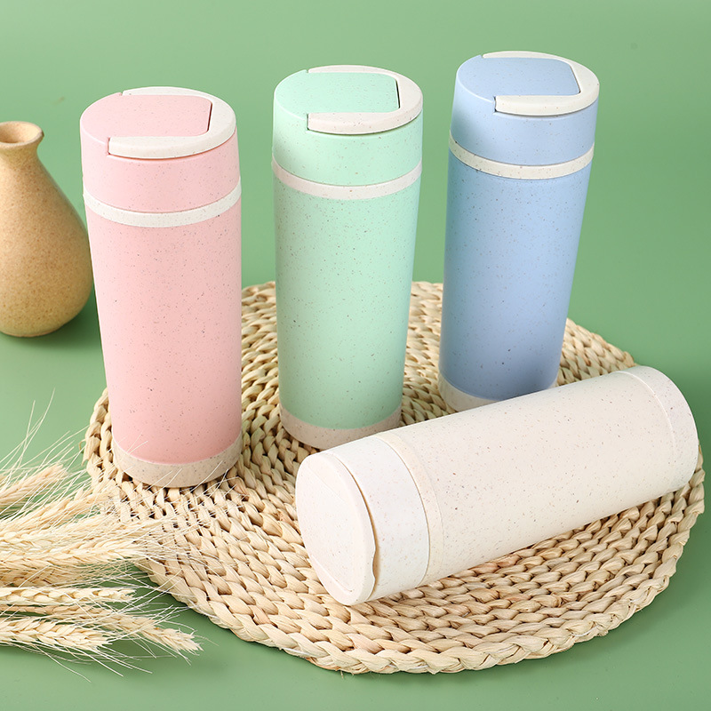 Factory Direct Supply Portable Wheat Incense Cup Cylindrical Office Water Glass Exquisite Plastic Cup Wholesale Printable Logo