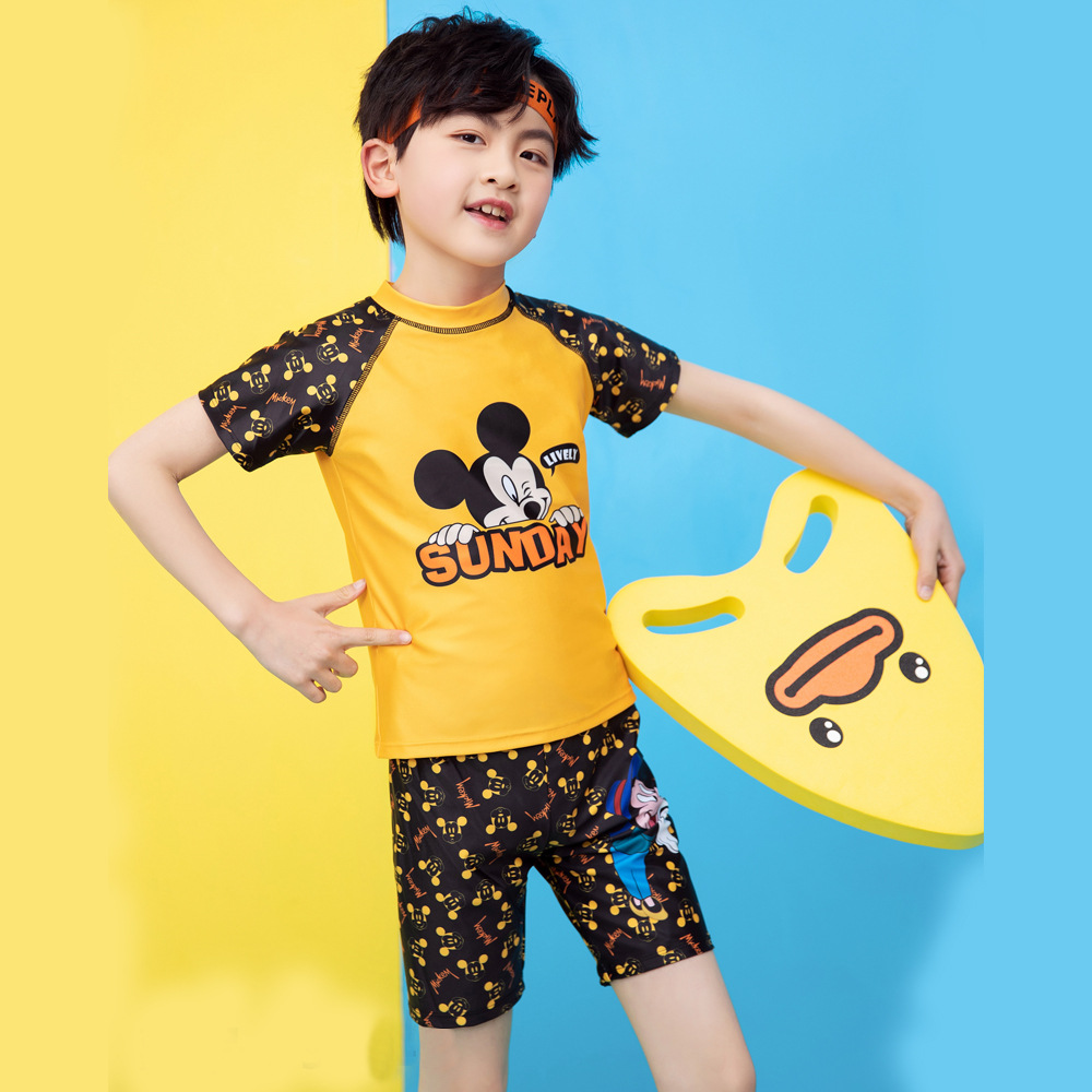 清仓男童泳衣可爱米老鼠卡通中小童分体游泳衣男童泳裤小男孩童装