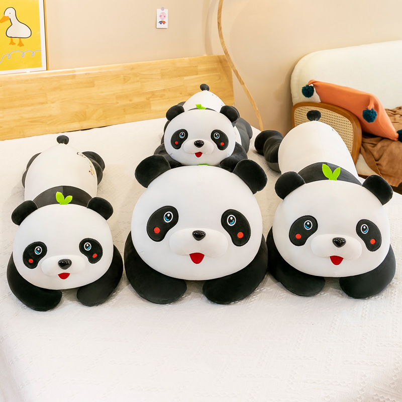 新款熊猫抱枕毛绒玩具公仔熊猫长条睡觉抱枕可爱儿童生日礼物批发