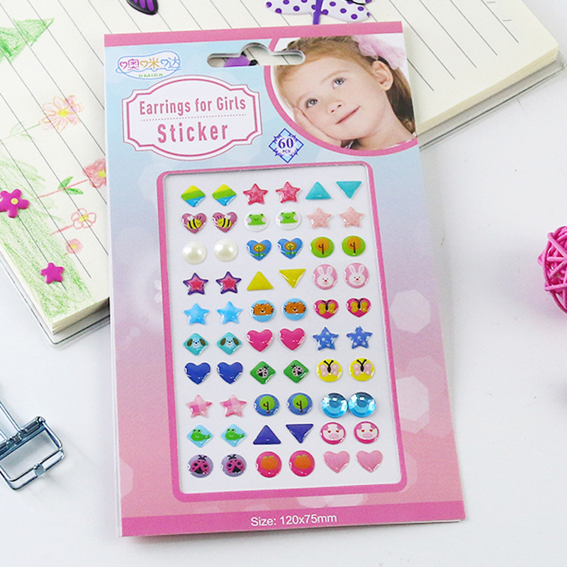 Cross-Border Children's Three-Dimensional Stickers Girls' Earrings Stickers DIY Colorful Crystals Stickers Nail Sticker Decorative Sticker Crystal Epoxy Stickers