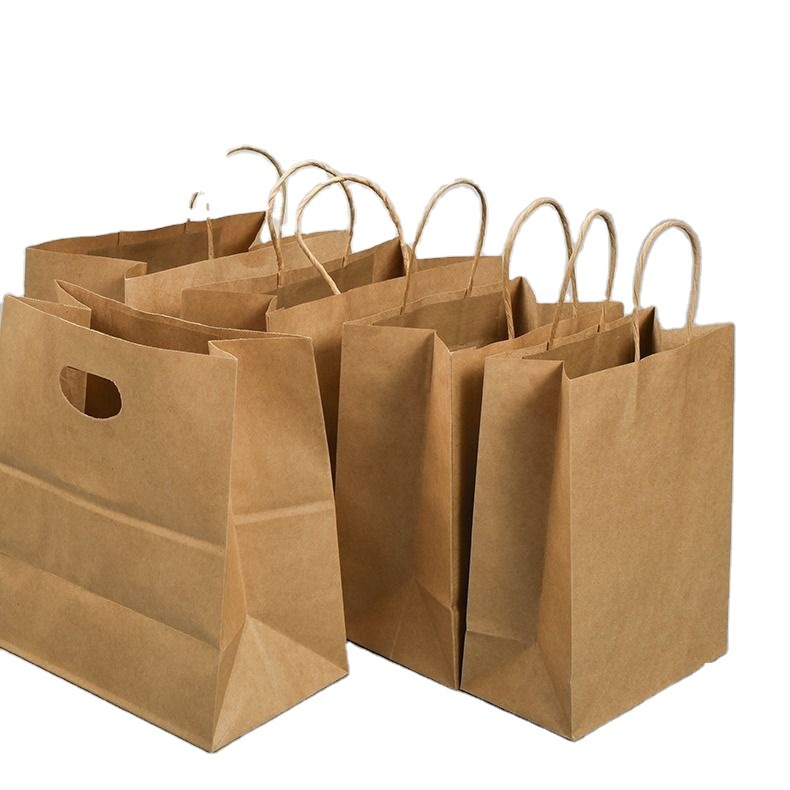 Kraft Paper Bag Manufacturers Supply Paper Carrier Bag Catering Packing Bag Printed Logo