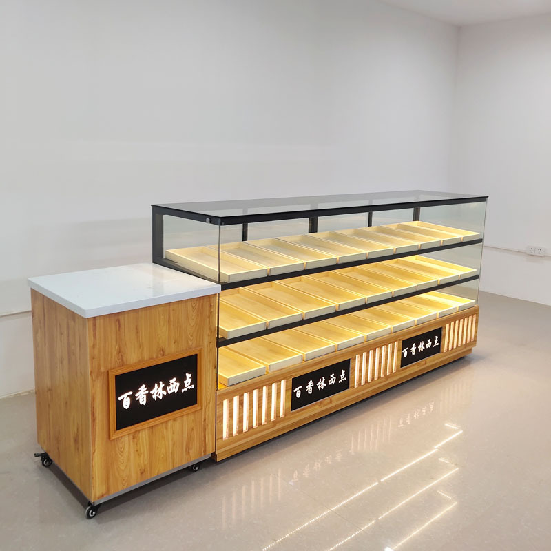 面包柜糕点展示柜柜台柜面展示烘焙桃酥柜可推拉面包玻璃架子