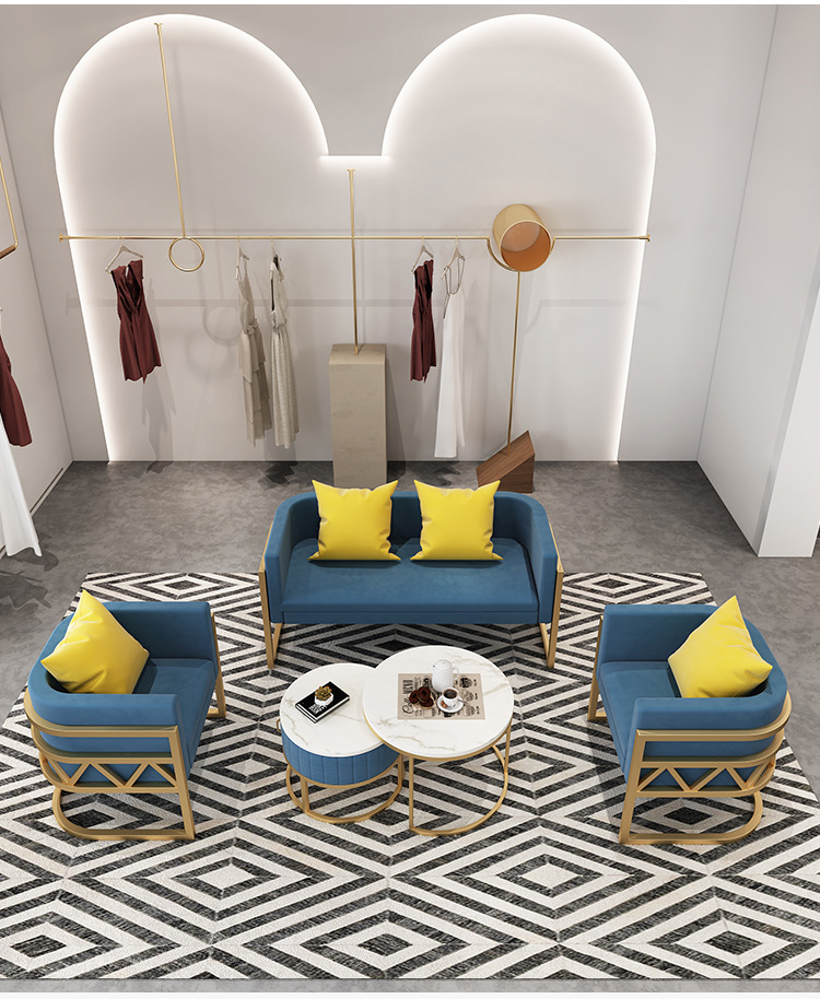 现代简约服装店美容院休息区沙发组合办公室沙发洽谈双人客厅沙发