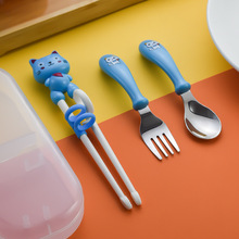 不锈钢儿童餐具创意卡通叉子勺子宝宝辅食便携套装可爱吃饭叉勺