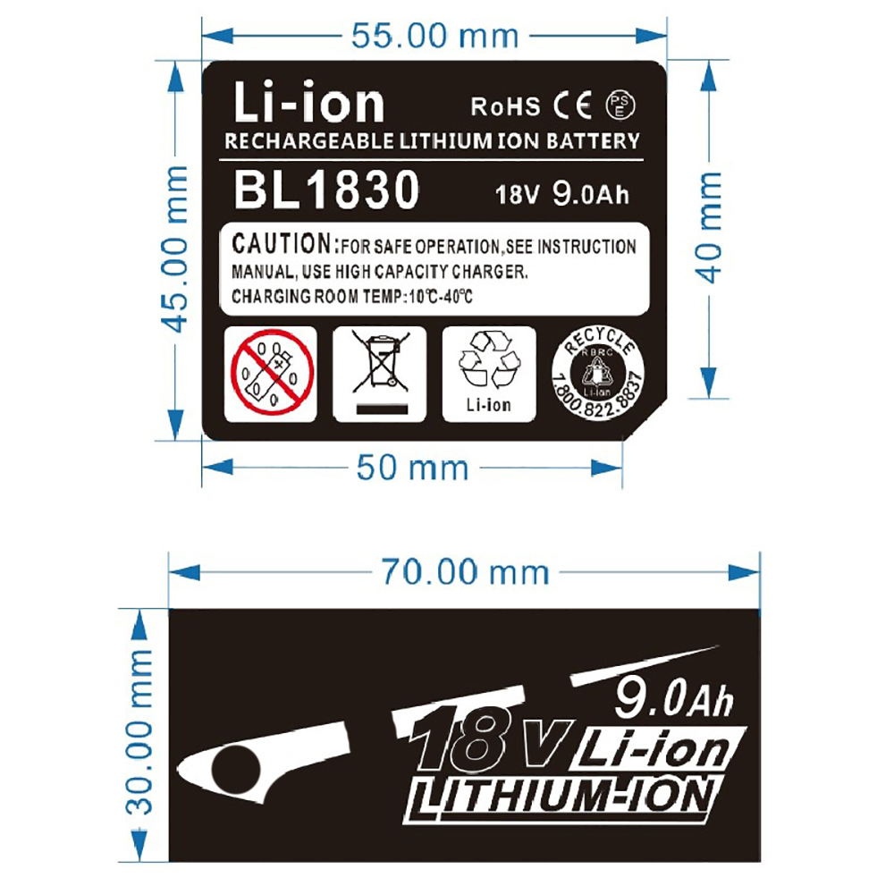 4ah 5ah 6ah电池bl1830标签 容量贴纸适用于makita牧田18v锂电池
