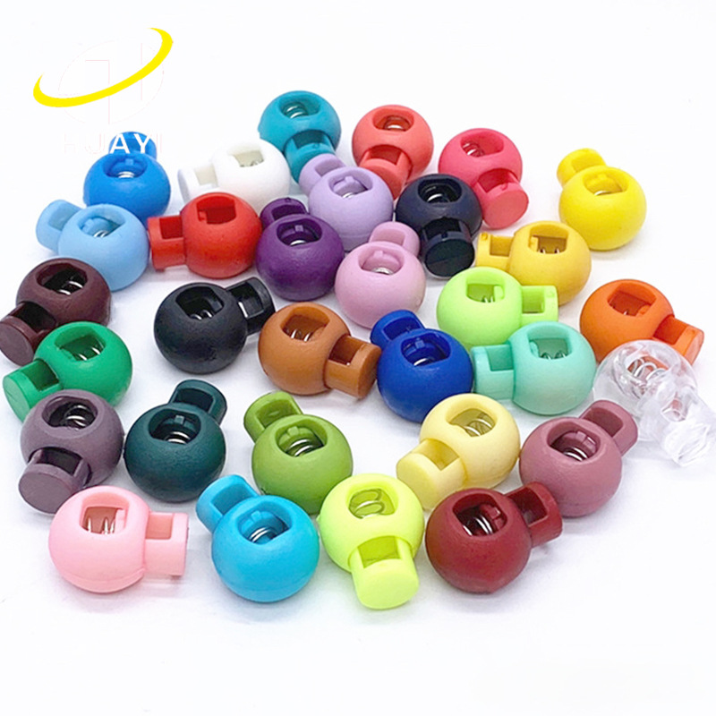 彩色塑料圆形弹簧扣单孔卡扣吊钟收紧扣松紧调节扣穿绳扣猪鼻扣