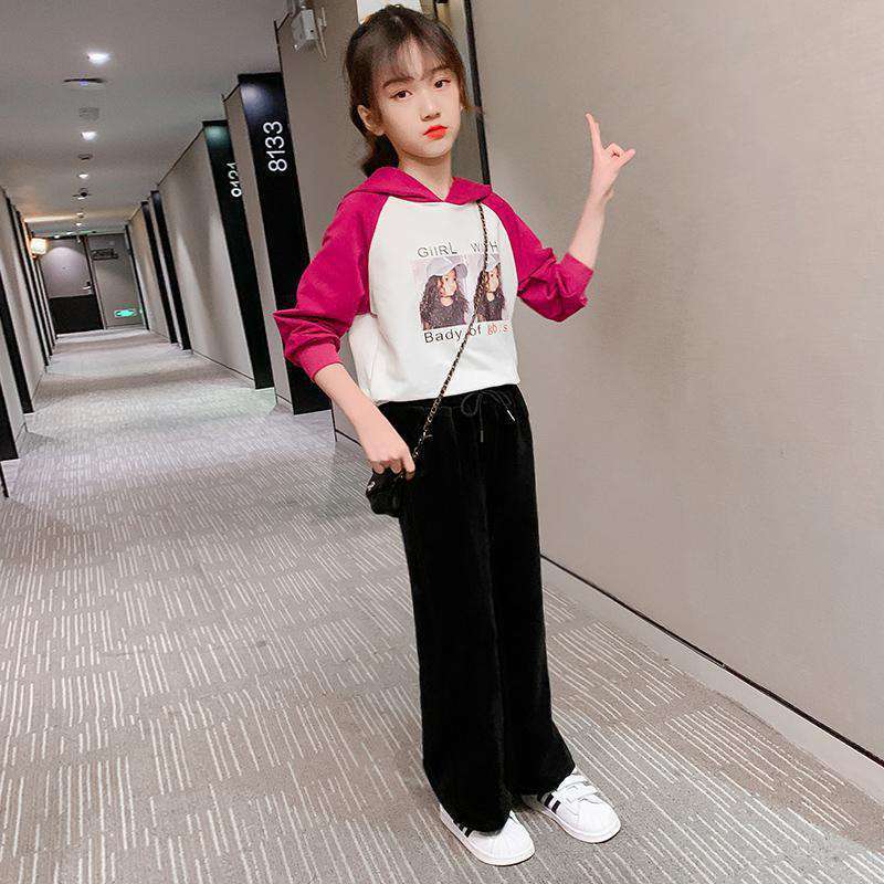 女童阔腿裤秋冬款8儿童秋装洋气加绒长裤十岁女孩秋款直筒裤子9冬