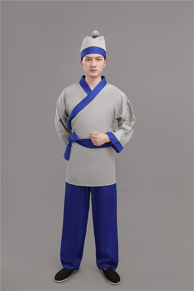 新款店小二平民古装演出成人汉服男农夫家丁仆人书童茶艺馆工作服