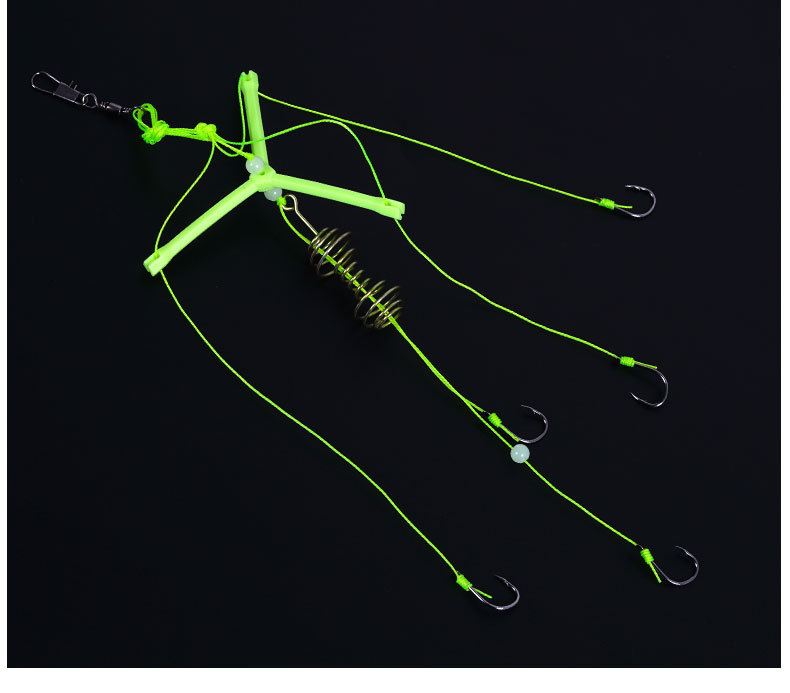 手竿鲢鳙钓组三叉钩扁担钩带弹簧伊势尼倒刺鱼钩套装批发