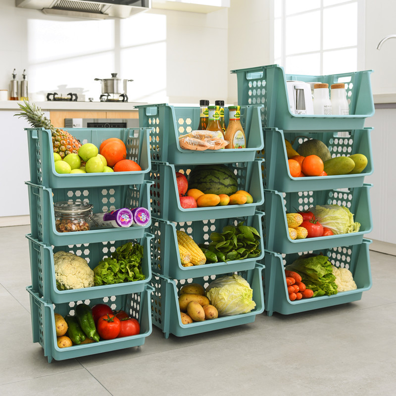 蔬菜置物架厨房多层落地可叠加水果收纳架多功能分层蔬果收纳筐