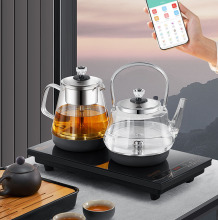 全自动上水电热水壶智能手柄加水式烧水壶底部抽水玻璃煮茶壶套装