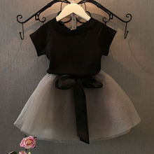 女童短袖+纱裙套装夏装新款2024韩版儿童恤半身短裙两件套装