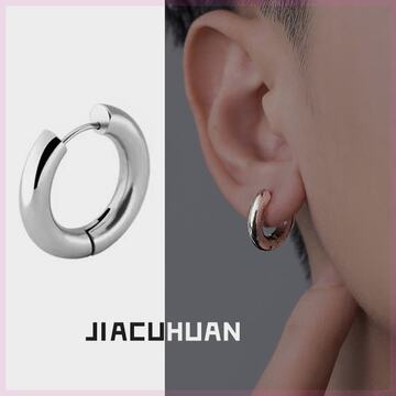 加粗耳环男潮钛钢不掉色高级感大号粗款耳环男嘻哈耳饰2024新款