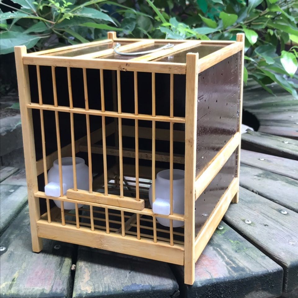 画眉鸟方笼生头笼小型鸟笼竹笼运输笼洗澡笼小鸟鸟笼小号单格竹笼