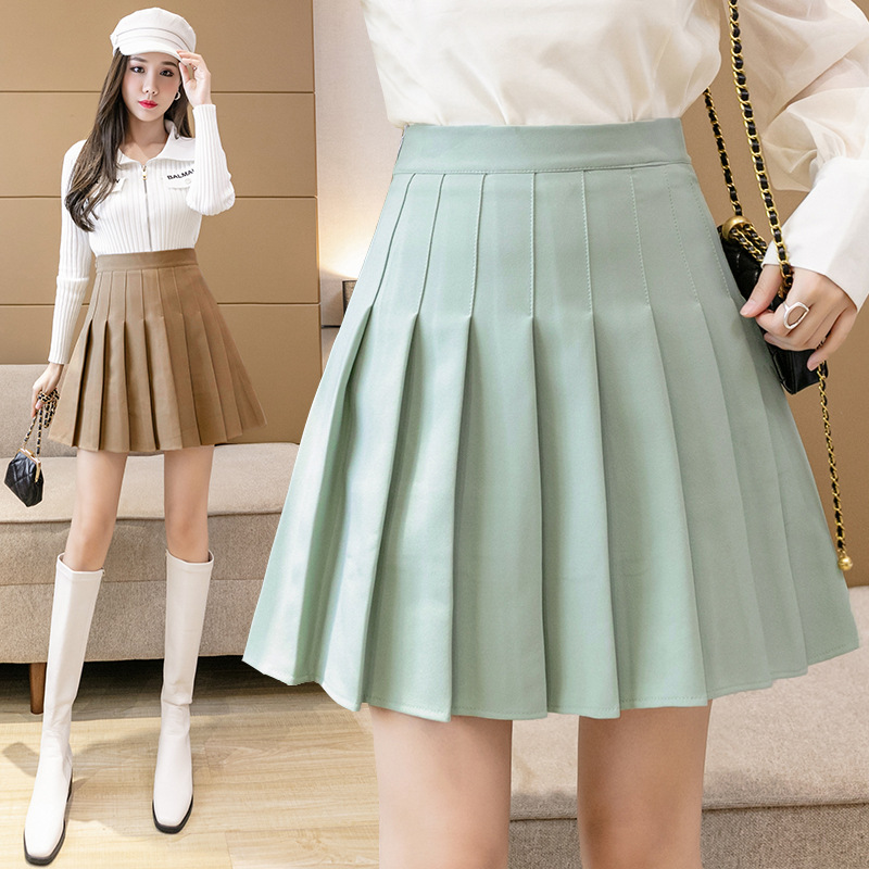Pleated Skirt for Women Spring and Summer New Autumn and Winter Khaki Korean Skirt Black High Waist A- line plus Size JK Skirt