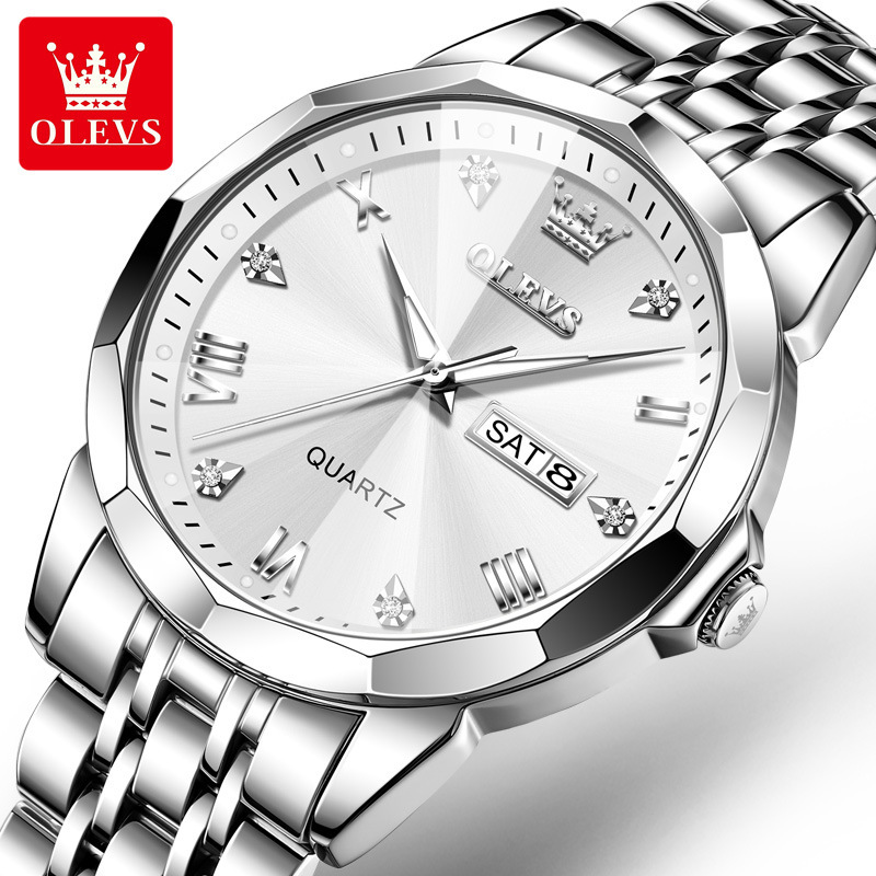 Olevs Brand Watch Wholesale Quartz Watch Cross-Border Foreign Trade Olevs Double Calendar Tiktok Men's Watch Men's Watch Fashion