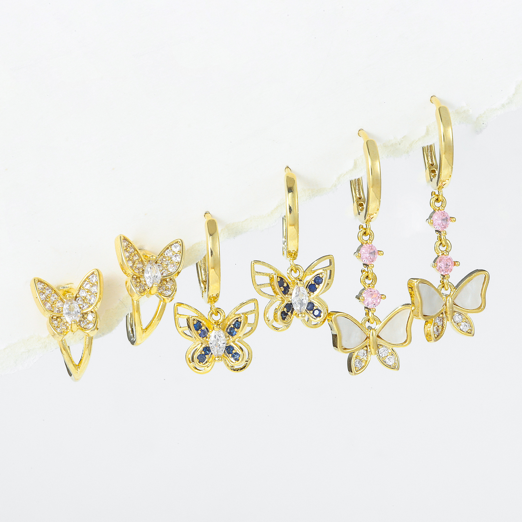 French Entry Lux Micro Inlaid Zircon Butterfly Earrings Personalized Small Animal Ear Clips Earrings Fashion Fairy Bow Ear Clip